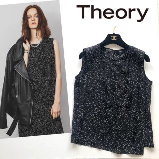 セオリー(theory)の【theory】ドットシルクブラウス ブラックマルチ 極美品 定価3.5万(シャツ/ブラウス(半袖/袖なし))