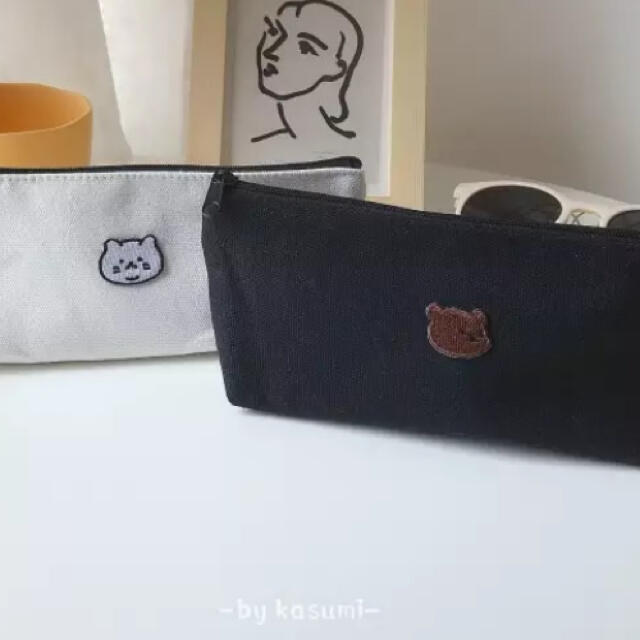 韓国イラスト刺繍 シンプルペンケース ねこ白の通販 By まりも ラクマ