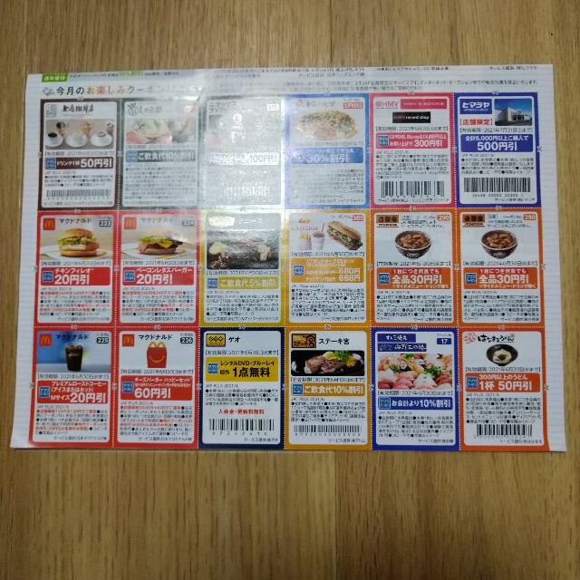 JAFクーポン6.7月号クーポン 関東本部 チケットの優待券/割引券(レストラン/食事券)の商品写真