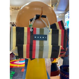 【新品】MARNI ストライプバッグ ミニ　イノックスグレー