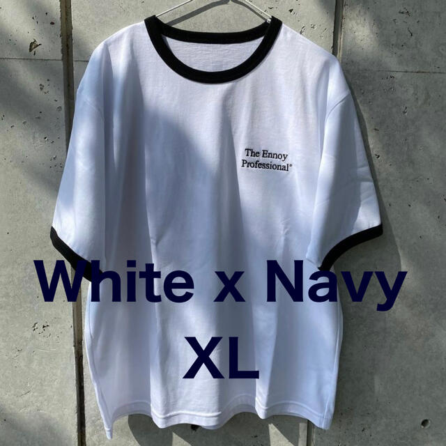 ennoy リンガーTシャツ WHITE x NAVY XL