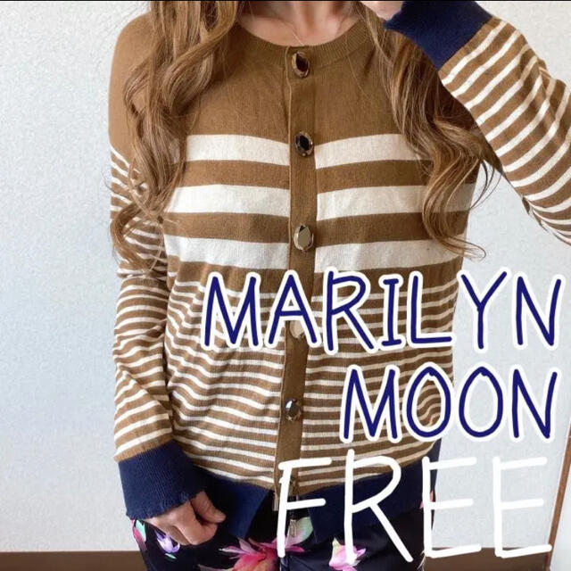 MARILYN MOON(マリリンムーン)のMARILYN MOON ビジューボタン カーディガン フリーサイズ レディースのトップス(カーディガン)の商品写真