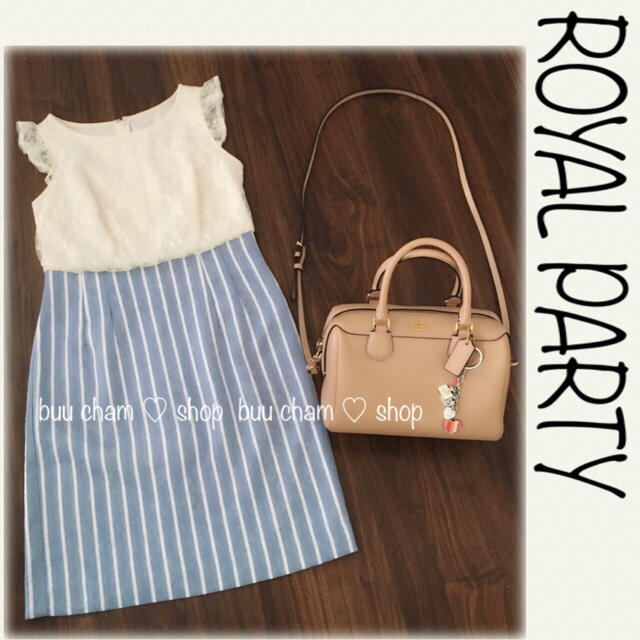 ROYAL PARTY(ロイヤルパーティー)のROYAL PARTY♡レース ストライプ ドッキングワンピース 切り替えワンピ レディースのワンピース(ミニワンピース)の商品写真