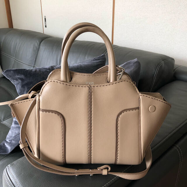 トッズ TOD'S Sella(セラ) 2WAYハンドバッグ レザー ベージュ 独特な