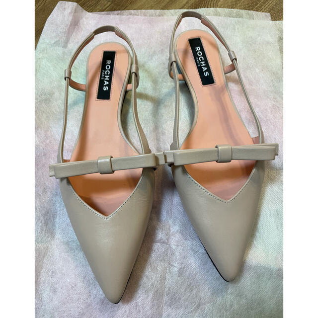 新発売】 ロシャス ROCHAS パンプス サンダル レザー ピンクベージュ