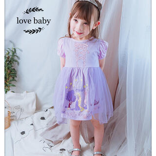 プリンセスキャラクター紫子ども普段着子どもワンピース子ども半袖セール(ワンピース)