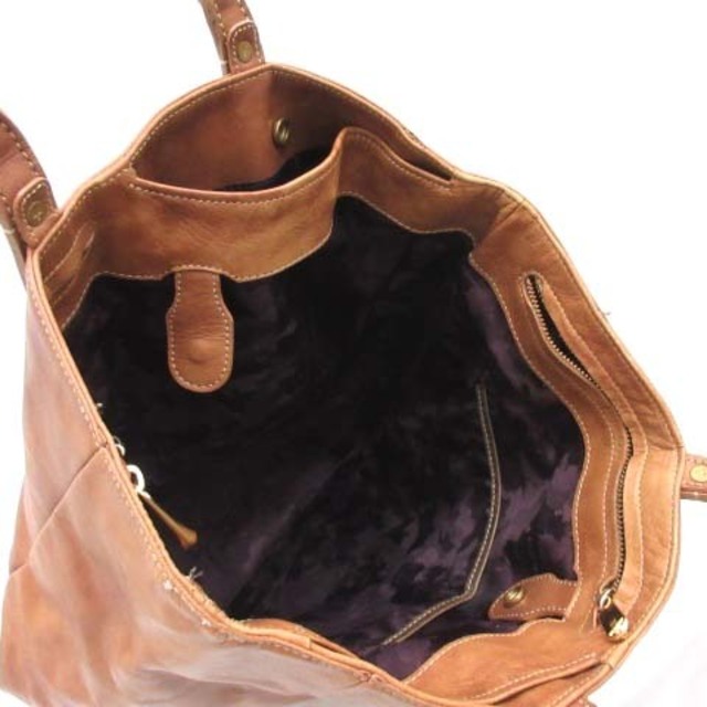aniary(アニアリ)のアニアリ トートバッグ ハンドバッグ 裏地カモフラ 牛革 レザー 茶 キャメル メンズのバッグ(トートバッグ)の商品写真
