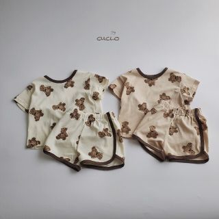 ブラウンベアTセットアップ　oottbebe 半袖t ショートパンツ くま 夏(パジャマ)