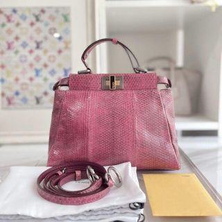 フェンディ(FENDI)の美品☆　フェンディ　ピーカブー　ミニ　2way　パイソン (ハンドバッグ)