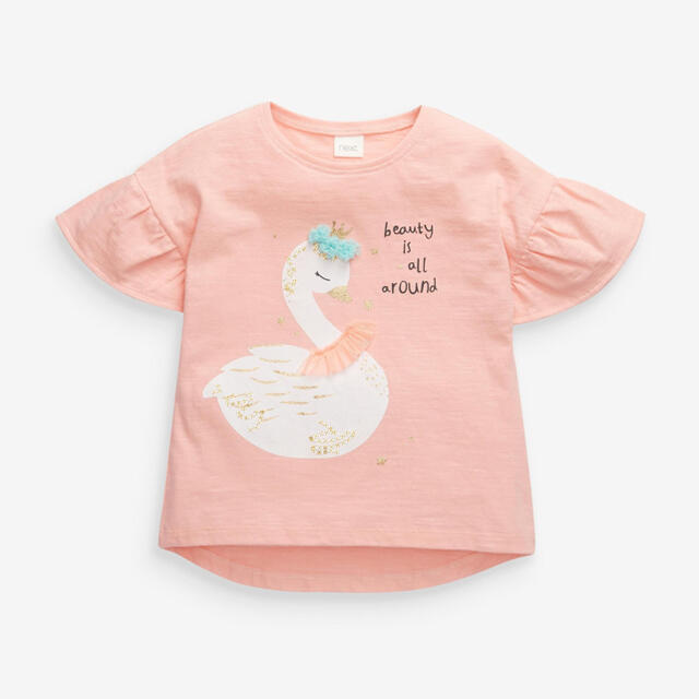 NEXT(ネクスト)の【新品】ピンク Beauty Is All Around スワンTシャツ キッズ/ベビー/マタニティのベビー服(~85cm)(Ｔシャツ)の商品写真