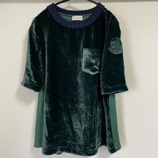 モンクレール(MONCLER)のMONCLER ベロア Tシャツ グリーン モンクレール ベルベット デカロゴ(Tシャツ(半袖/袖なし))