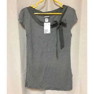 エイチアンドエイチ(H&H)のH&M Tシャツ　カットソー　ボーダー　レーヨン　シルク(Tシャツ(半袖/袖なし))