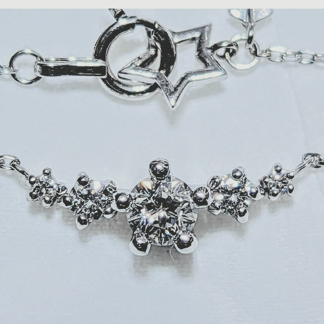 Wish upon a star☆K18WGダイヤネックレス 0.236ct 星 【開店記念