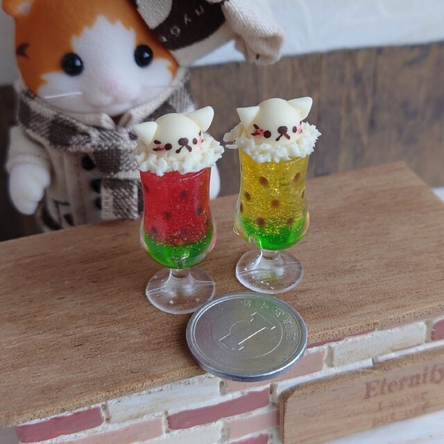 オーダーページ✾にゃんこアイスのっけスイカソーダセット | www