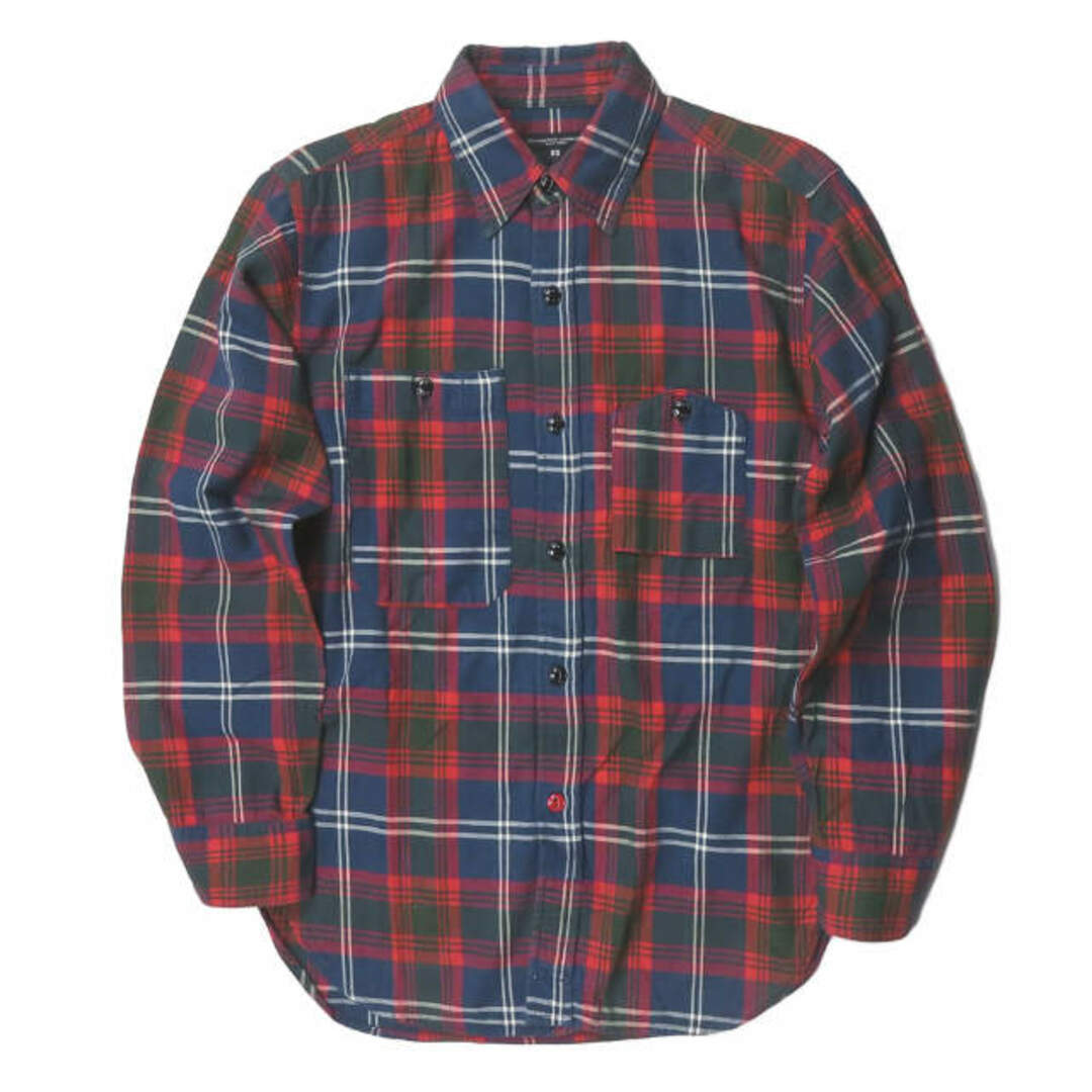 Engineered Garments エンジニアードガーメンツ アメリカ製 WORK SHIRT - TWILL PLAID ツイルチェックワークシャツ XS ネイビー/レッド/グリーン等 長袖 フランネル トップス【中古】【Engineered Garments】 | フリマアプリ ラクマ