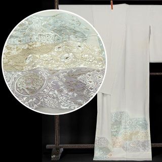 色留袖　刺繍　金糸　染めぼかし　浜ちりめん　未仕立て　難あり　在庫保管品(着物)