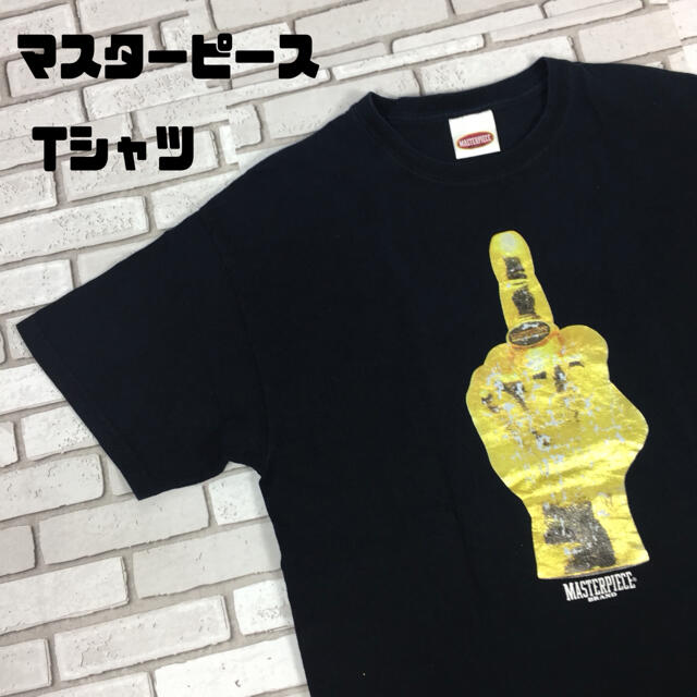 master-piece(マスターピース)の古着 masterpiece マスターピース tシャツ 中指 黒 L メンズのトップス(Tシャツ/カットソー(半袖/袖なし))の商品写真