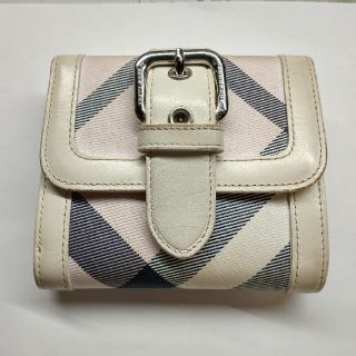 バーバリーブルーレーベル(BURBERRY BLUE LABEL)のBURBERRY　blue label 二つ折り財布　ピンク　ホワイト　チェック(財布)