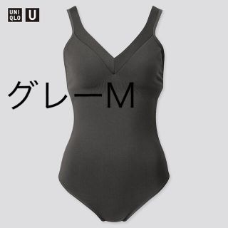 ユニクロ(UNIQLO)のユニクロユー　シームレススイムワンピース　グレーM(水着)