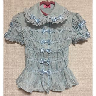 アンジェリックプリティー(Angelic Pretty)のangelicpretty🎀 ブラウス🎀シャーリング🎀サックス🎀ロリータ(シャツ/ブラウス(長袖/七分))