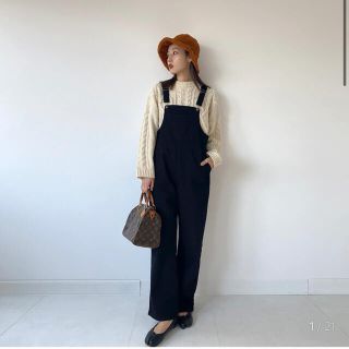 ビームス(BEAMS)のblack wide overall pants(サロペット/オーバーオール)