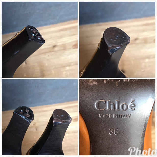 Chloe(クロエ)のChloe クロエ　レザー　オープントゥパンプス　ブラウン系　36 美品 レディースの靴/シューズ(ハイヒール/パンプス)の商品写真