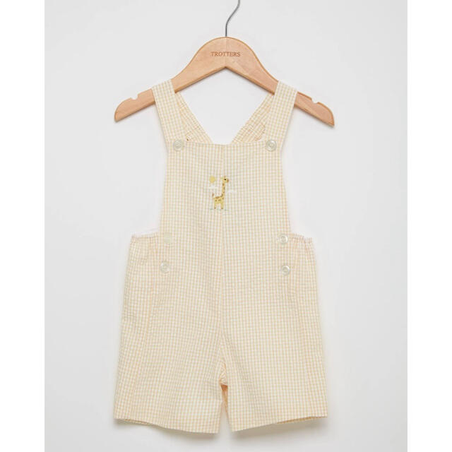 PETIT BATEAU(プチバトー)の新品　英国王室御用達　トロッターズ  TROTTERS オーバーオール　キリン キッズ/ベビー/マタニティのキッズ服男の子用(90cm~)(パンツ/スパッツ)の商品写真