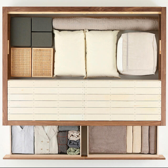 MUJI (無印良品) - 無印良品 収納ベッド ウォールナット材 セミダブル