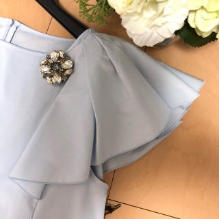 フォクシー(FOXEY)の 美品▫️FOXEY 40✧’18年₊ブルー系♢ラッフル˚✧レモネード♢ブラウス(シャツ/ブラウス(半袖/袖なし))