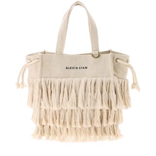 アリシアスタン(ALEXIA STAM)のSquare Fringe Medium Tote Bag Beige(トートバッグ)