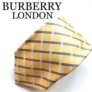 バーバリー(BURBERRY)の【未使用】バーバリーロンドン ネクタイ イタリア製 シルク イエローチェック(ネクタイ)