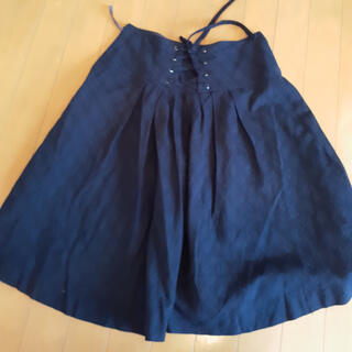 バーバリーブルーレーベル(BURBERRY BLUE LABEL)のバーバリー  紺　プリーツスカート　チェック(ひざ丈スカート)