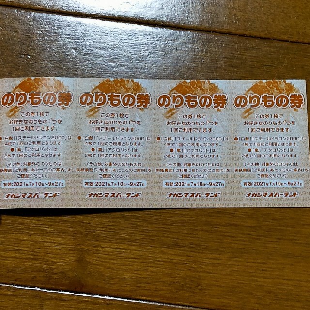 ナガシマ　ジャンボ海水プール　ワイドクーポン1冊 チケットの施設利用券(プール)の商品写真