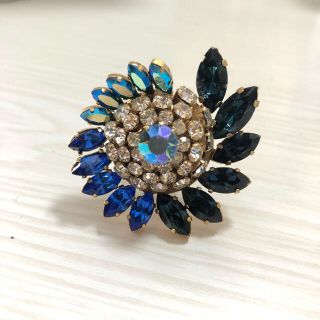 スワロフスキー(SWAROVSKI)の美品　スワロフスキー 指輪　リング　ブルー　個性的　大ぶり　ビンテージ　レア(リング(指輪))