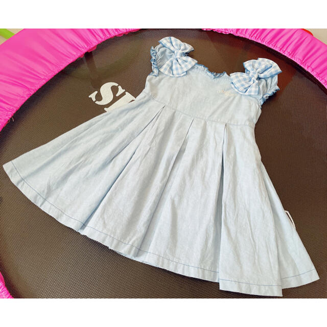 mezzo piano(メゾピアノ)の美品 メゾピアノ デニム ワンピース  キッズ/ベビー/マタニティのキッズ服女の子用(90cm~)(ワンピース)の商品写真