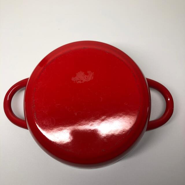 ホーロー両手鍋　赤　 インテリア/住まい/日用品のキッチン/食器(鍋/フライパン)の商品写真