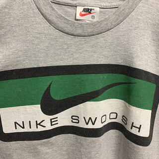 ナイキ(NIKE)の90s NIKE ナイキ両面Tシャツ　スウッシュ　BOXロゴTシャツ　銀ダク(Tシャツ/カットソー(半袖/袖なし))