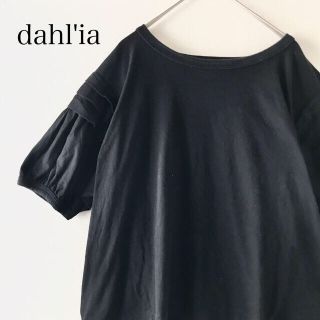 ダリア(Dahlia)のダリア　ボリューム袖　フリル袖カットソー　半袖　黒　ブラック(Tシャツ(半袖/袖なし))