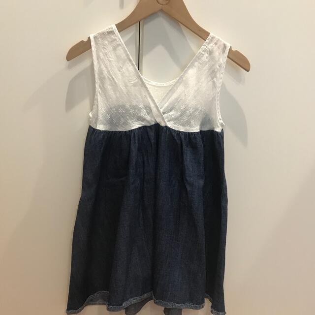 SHIPS(シップス)のships インディゴ 刺繍 ノースリーブ チュニック 8才 キッズ/ベビー/マタニティのキッズ服女の子用(90cm~)(Tシャツ/カットソー)の商品写真