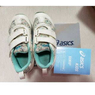 アシックス(asics)のmiisaさま専用　　　　　　　　　アシックス　アイダホ　白×水色花柄　19cm(スニーカー)