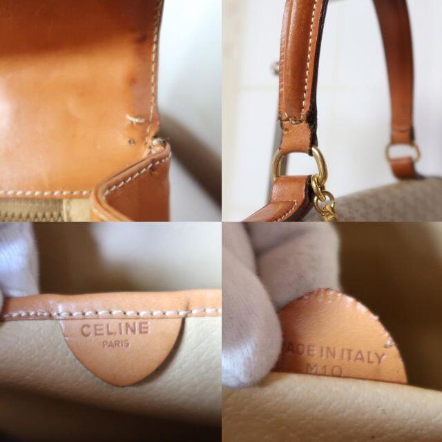 b416セリーヌマカダム柄ヴィンテージハンドバッグケリーゴールド金具CELINE