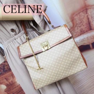 セリーヌ(celine)のb416セリーヌマカダム柄ヴィンテージハンドバッグケリーゴールド金具CELINE(トートバッグ)