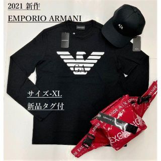 エンポリオアルマーニ(Emporio Armani)の大きい希少サイズXL/2021新作/ エンポリオ アルマーニ/長袖Tシャツ黒(Tシャツ/カットソー(七分/長袖))