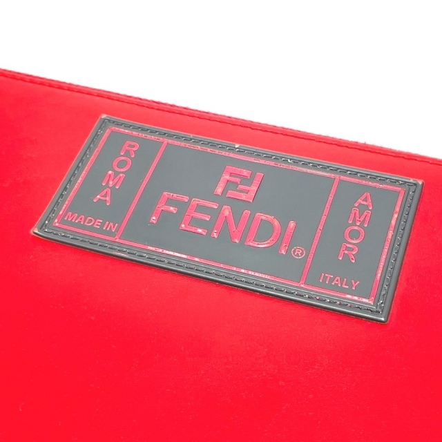 FENDI(フェンディ)のフェンディ FENDI ROMA AMOR 7N0078 ファスナー セカンドバッグ クラッチバッグ レザー レッド レディースのバッグ(クラッチバッグ)の商品写真