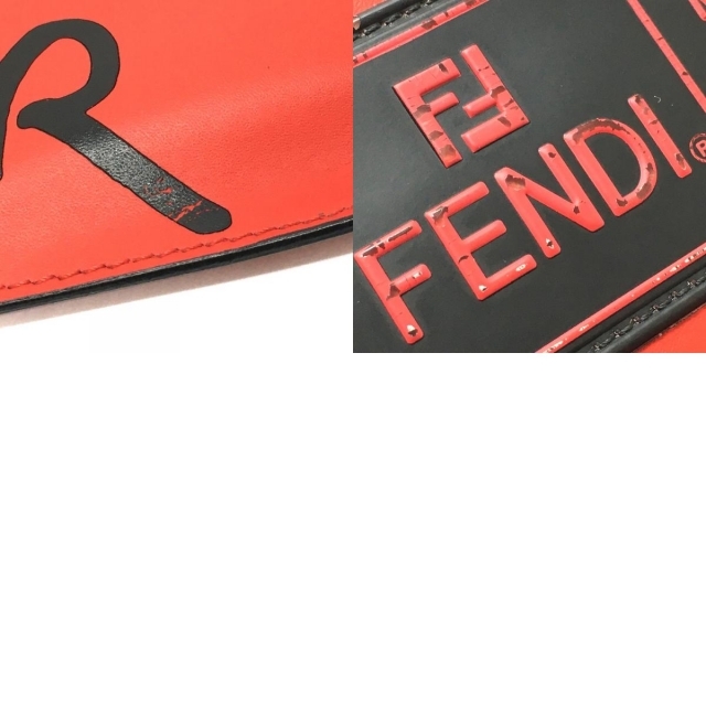 FENDI(フェンディ)のフェンディ FENDI ROMA AMOR 7N0078 ファスナー セカンドバッグ クラッチバッグ レザー レッド レディースのバッグ(クラッチバッグ)の商品写真