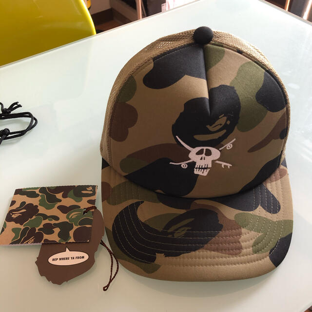 Bape Stussy スカル カモ キャップ