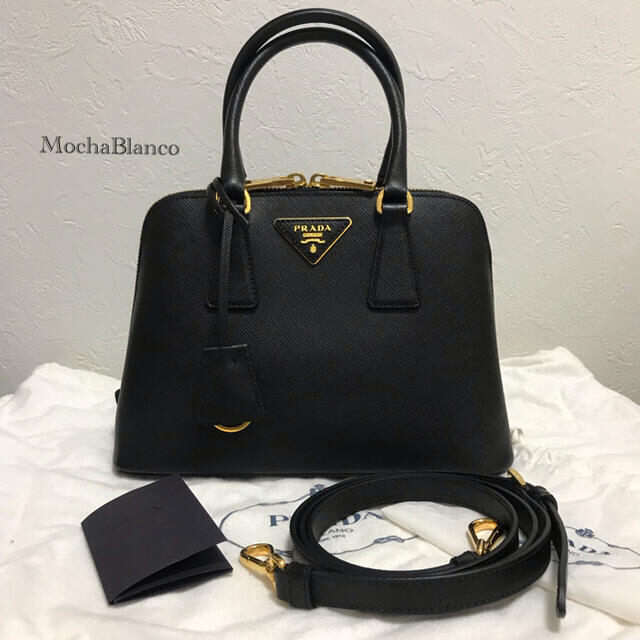 美品♡PRADA 2WAY 斜め掛け ミニ ハンドバッグ サフィアーノ ブラック