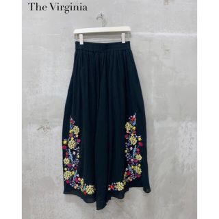 ザヴァージニア(The Virgnia)の【The Virginia】刺繍スカートパンツ　ブラック　ザヴァージニア(その他)