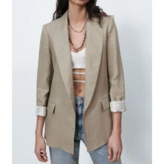 ザラ(ZARA)の新品　ZARA リネン  ジャケット　ブレザー　スーツ(テーラードジャケット)