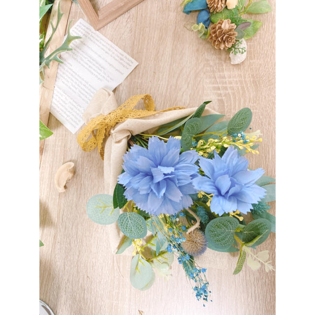 ♡⃛ハンドメイド　スワッグ　インテリア　フェイクグリーン　ドライフラワー　造花 ハンドメイドのフラワー/ガーデン(その他)の商品写真